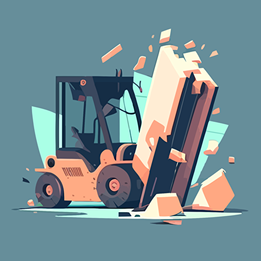 forklift crash, flat vector illustration