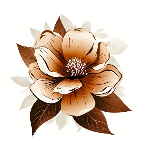 vector illustration, white background, high quality, one brown flower