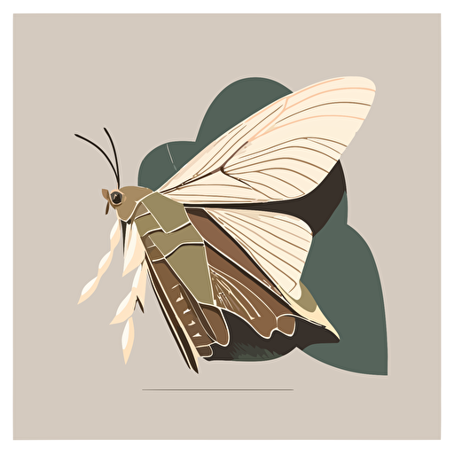 flat simple minimal basic vector shapes, stylised artistic illustration of a Bogong Moth, reminiscent of art nouveau but much more simple
