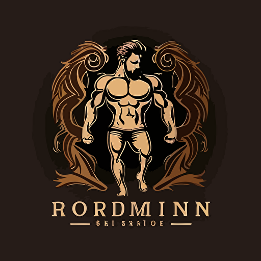 minimalistic vector logo of royal man lion working out