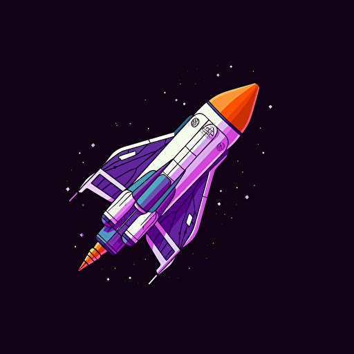 spaceship is ready to launch, 2D, vector, fedex purple and orange
