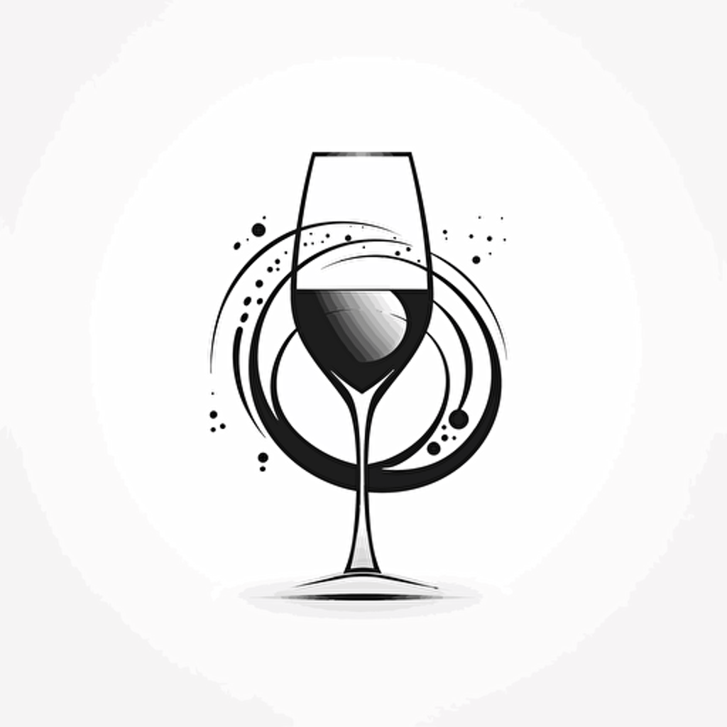 sparkling wine glass, logo, simple, vector white background, modern