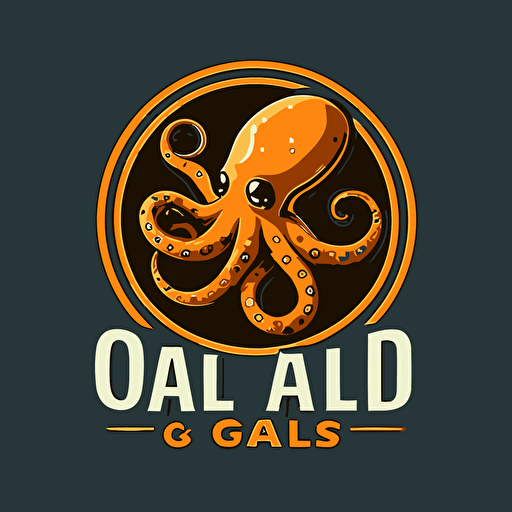 a mascot logo of an octopus, simple, vector
