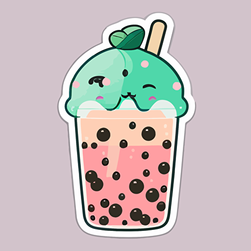 sticker flat vector art,2D kawaii, boba,cute,colorful disney-inspired