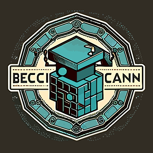 blockchain education logo, vector