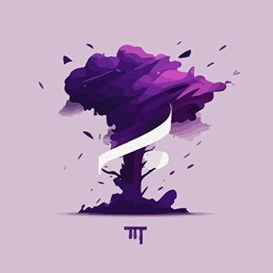 a tornado logo who form the letter T, colors : shade of purple, minimalist flat style, vector