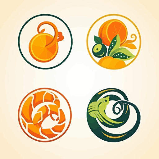 logo design cercle, orange, pamplemouse, citron et serpent, vectoriel, 4h, hd