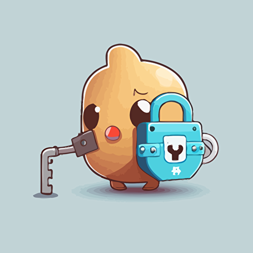cute mascot lock picking a padlock vector no background