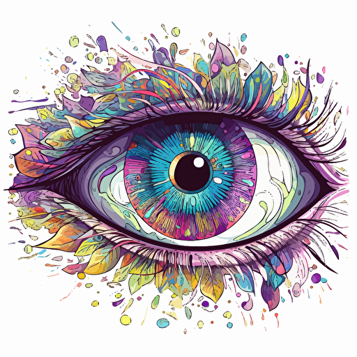 vector art of highly detailed iris of an eye with bright colors