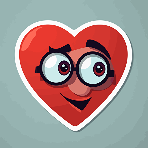 sticker design, super cute pixar heart, vector