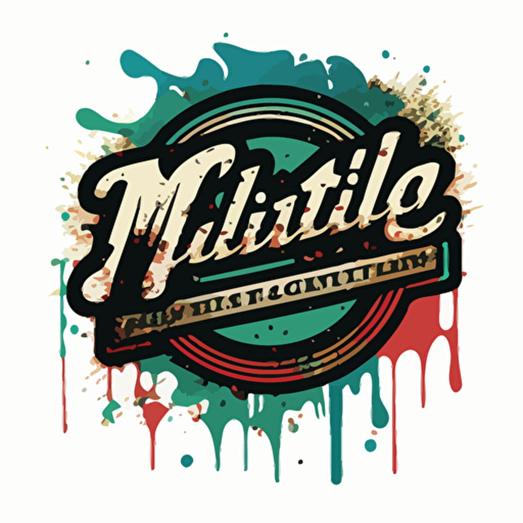 logo for Mitchell Printing, Splatter paint, retro, clean, vector