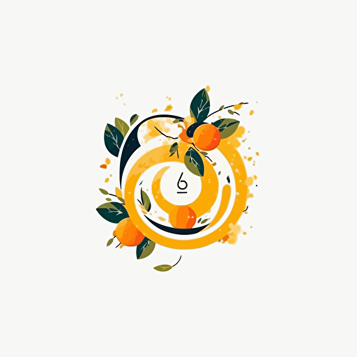 Design logo, explosion of lemons, with snake, yellow and orange color palette, white background, universal, 4h, hd, vectoriel, delicate curves, ultra minimalist