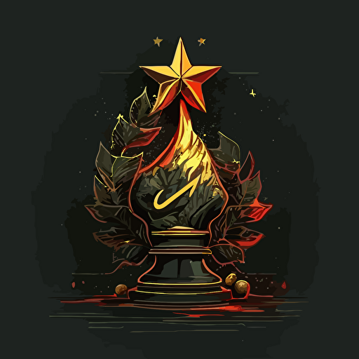Vector Hand drawn victory day illustration, eternal flame emanating from golden star on granite