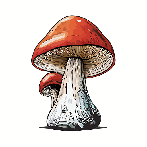 handdrawn russula mushroom, vector art, morandi colours, isolated white background