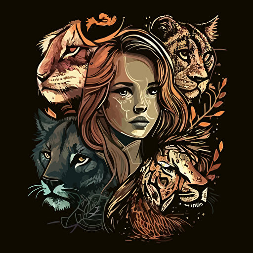 women zoo animals vector