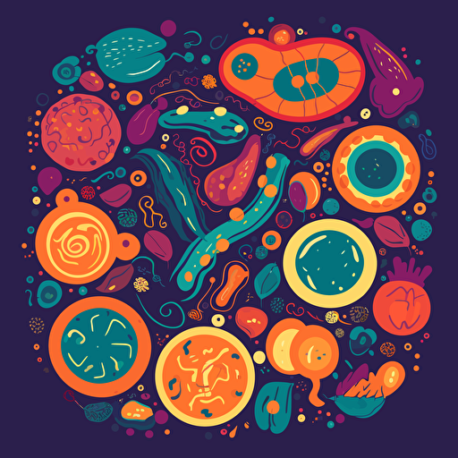 vector art of colorful microbes
