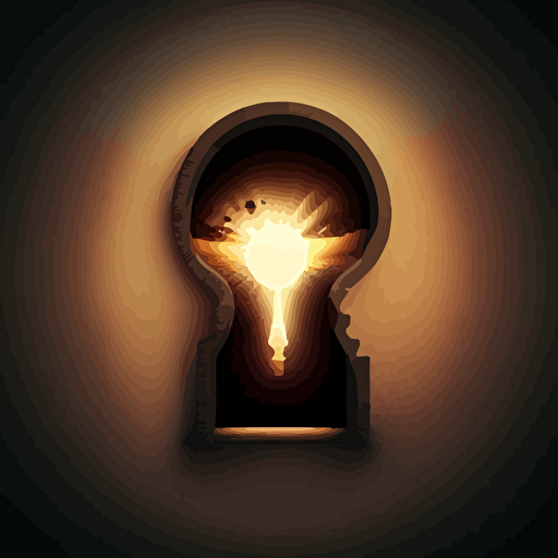 illustration of a keyhole with light coming from it. Vector.