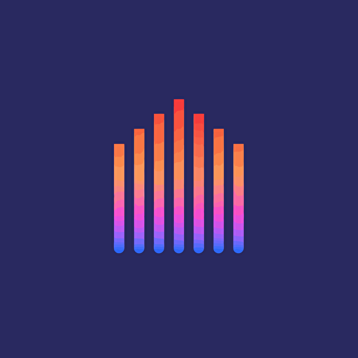 flat vector logo of fence, gate, blue purple orange gradient, simple minimal, by Ivan Chermayeff