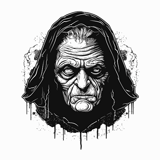 Emperor palpatine doodle vector ilustration black and white