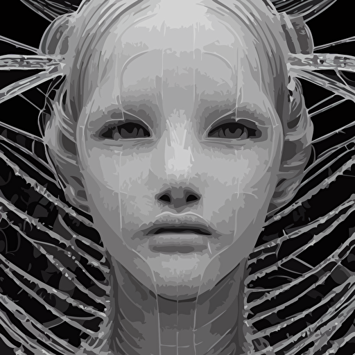 mythical dreamy black white organic translucent bio mechanical spinal ribbed profile face portrait detail icy mechanical beautiful female angelic snow vegetal cyborg highly detailed intricate crystal steampunk ornate poetic 3d render digital art octane render 8 k artistic photography photo realistic dora maar