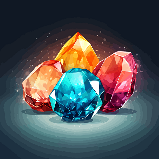 a vector image of 3 stylized gemstones overlapping