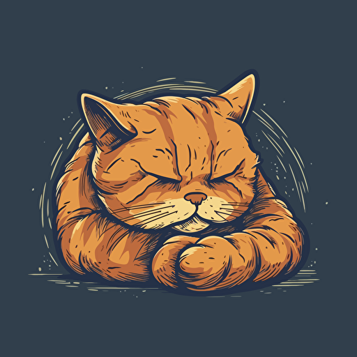 vector art style, tired cat, in the style of Michael Parks