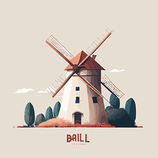 illustration type vector simple minimalist d'un moulin basile