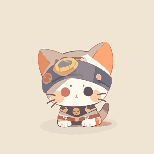 a cute 2D vector art style kitten dressed as Naruto