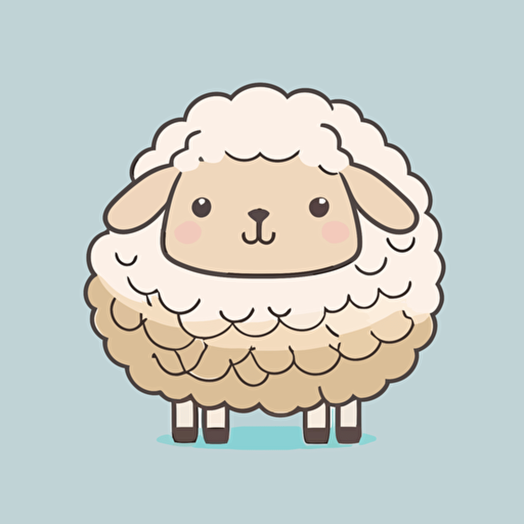 cute sheep kawaii style, vector, simple