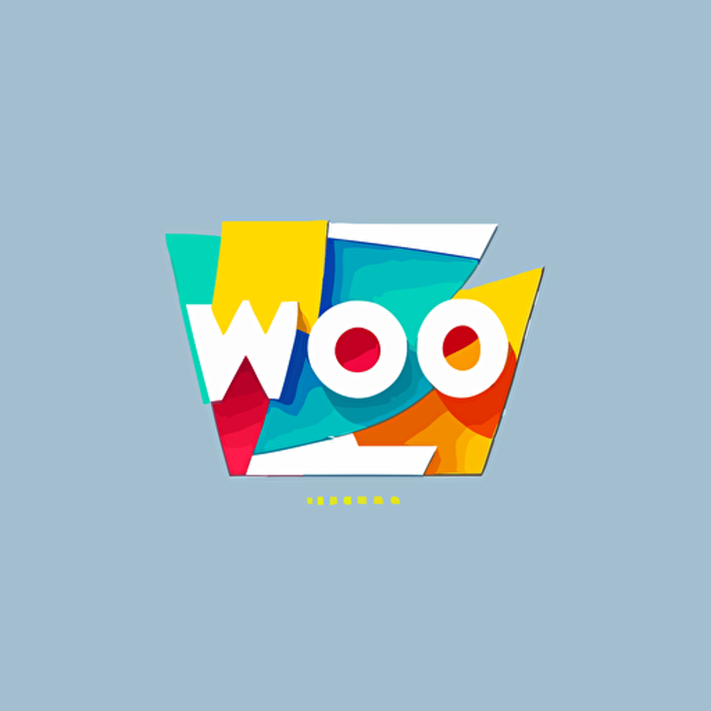abstract logo, combination mark logo, text is “Woo Hoo”, simpsons, looks happy, geometric type for modern logo, vivid, vector, simple, flat, plain,smooth, low detail, minimal, white background