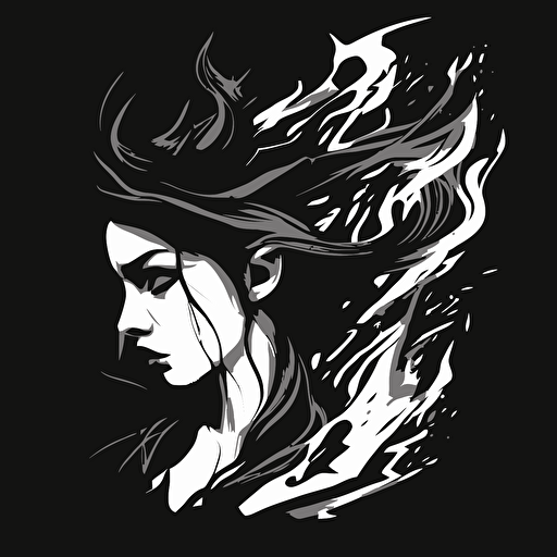 black & white vector flame avatar
