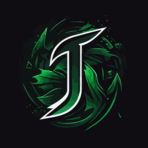 Simple J1, logo, vector, letter J, number 1, mascot, white and green, dark background, award-winning, dribbble, behance