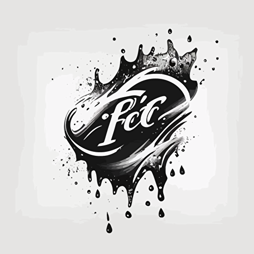 simple black and white water splash logo with 'BFC' in water splash logo vector abstract