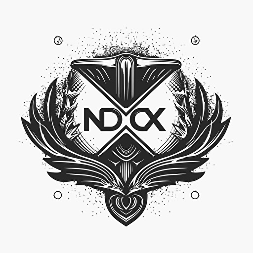 retro logo with merged text "NOX", black vector, white background