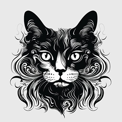 vector cat black white