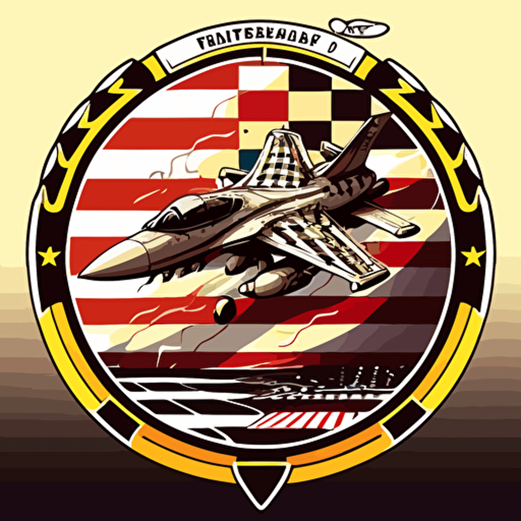 chess board, f18 super hornet jet in circle, badge, american flag, stars, stripes, jet plane, vector art, illustration, 2d, detailed