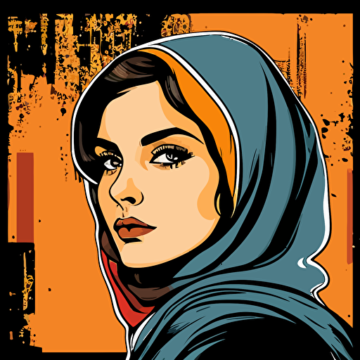 iran handsome girl, vector, comic, pop art