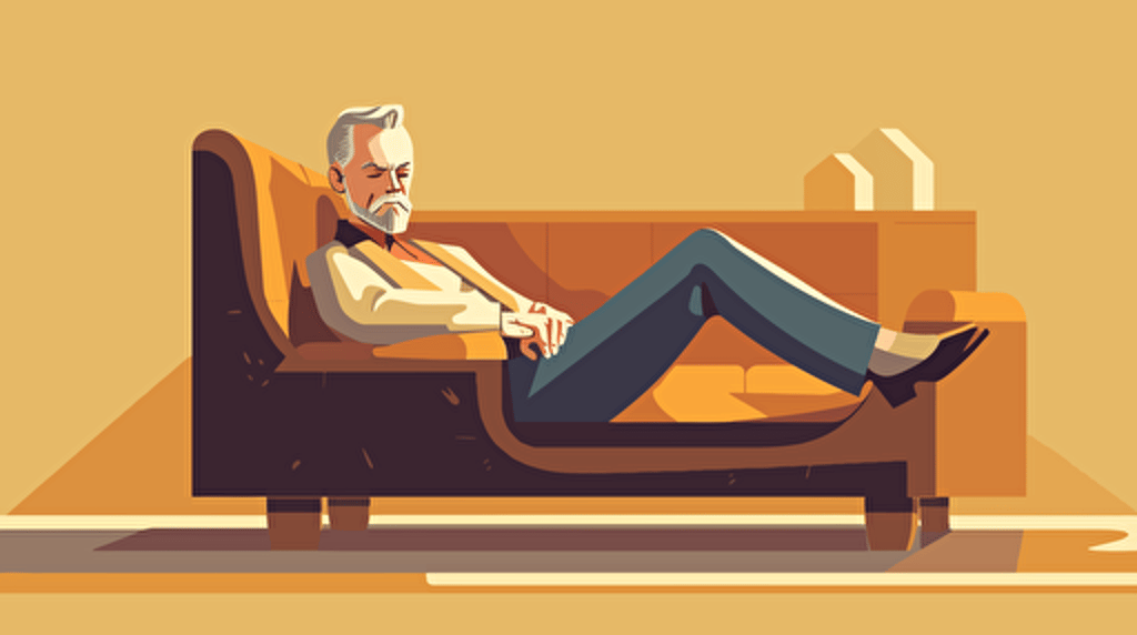 a middle aged swedish man, lounging on a couch, vector art style like Michael Parks,