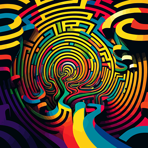 a crazy rainbow maze , vector illustration