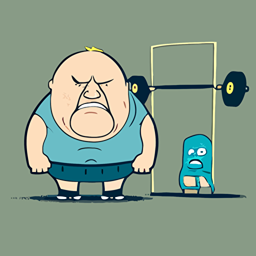 A funny representation of common struggles in the gym. Vector style