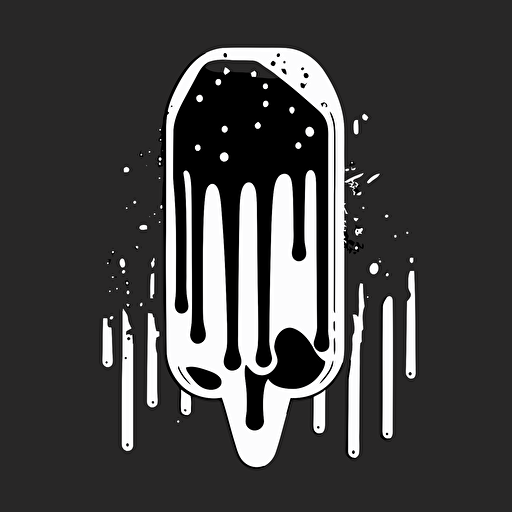 popsicle dripping logo without text, pop art, vector design, flat, black and white