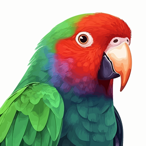 Eclectus Parrot bird looking straight in the camera, white bg, vector