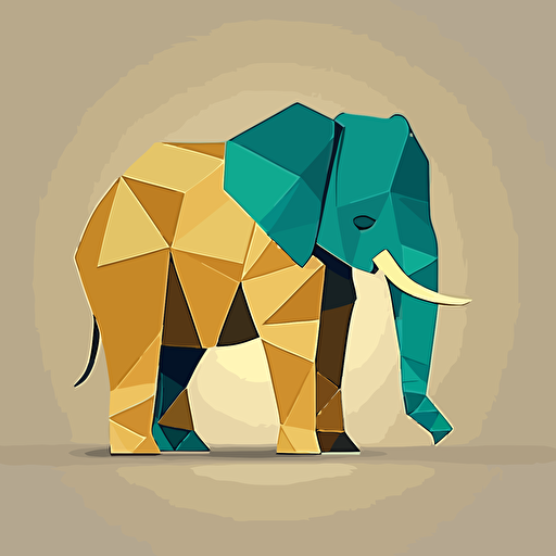 logo, flat vector, origami outline, elephant