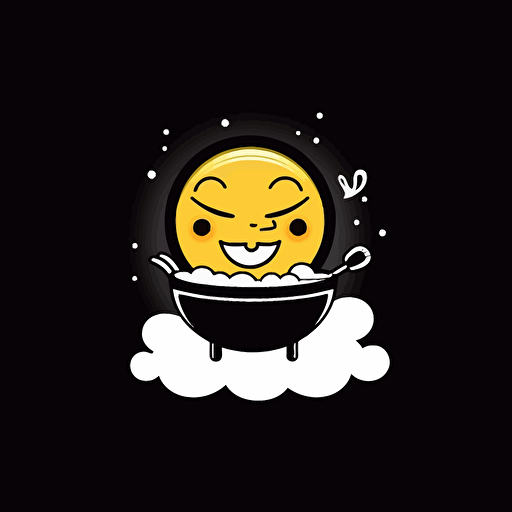 a mascot logo of a shrimp, hotpot restaurant,simple, vector yellow color, black background