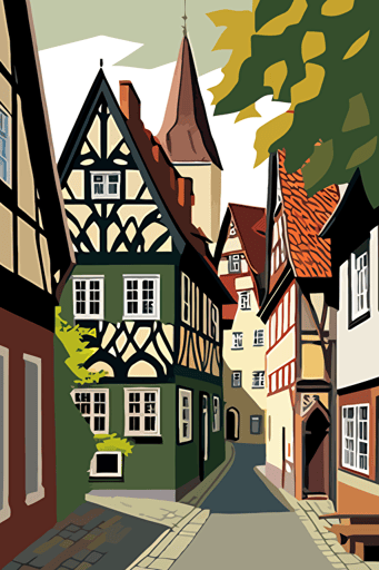 German village, svg vector drawing
