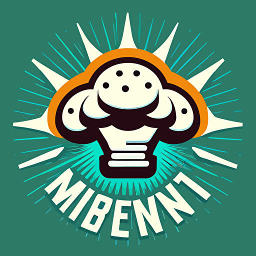 a simple 2-color vector logo representing mushroom brain power