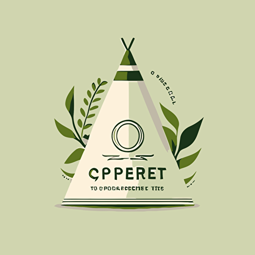 Logo for a herbal tea compagny, with a teepee, vectorial, minimalist, green and white, modern design –q 2