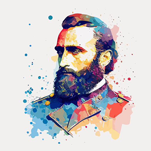 Stonewall Jackson in vector style, watercolors