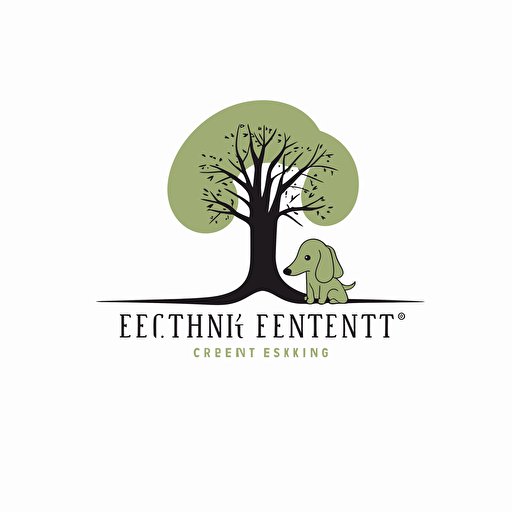 ENT clinic, logo, vector, pretty dachshund, simple, white background
