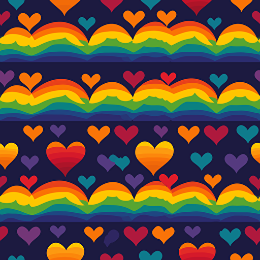 Vector hearts and rainbow flag